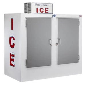 Leer 75AS-R290 73" Outdoor Auto Defrost Ice Merchandiser with Straight Front and Galvanized Steel Doors